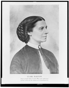 Clara Barton - from portrait taken in Civil War and authorized by her as the one she wished to be remembered by (1890; LOC: http://www.loc.gov/item/93513623/)