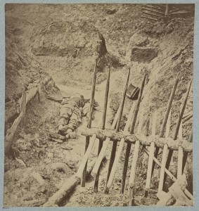 Dead Confederate soldier in trenches of Fort Mahone in front of Petersburg, Va., April 3, 1865  (LOC: http://www.loc.gov/item/2012647837/)