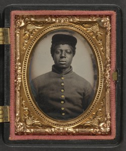 Unidentified young African American soldier in Union uniform ([between 1863 and 1865); LOC: http://www.loc.gov/item/2010648773/)