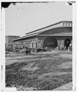 [Atlanta, Ga. Boxcars with refugees at railroad depot] (1864; LOC: http://www.loc.gov/item/cwp2003000879/PP/)