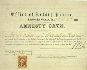 Lee's Amnesty Oath (http://www.archives.gov/publications/prologue/2005/spring/piece-lee.html)
