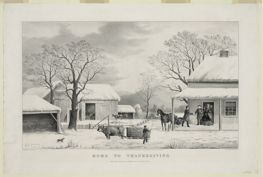 Home to Thanksgiving (by Currier & Ives, c.1867; LOC: http://www.loc.gov/item/2002695889/)