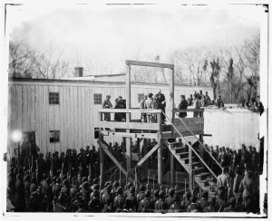 [Washington, D.C. Reading the death warrant to Wirz on the scaffold] (by Alexander Gardner; LOC: http://www.loc.gov/item/cwp2003001031/PP/)