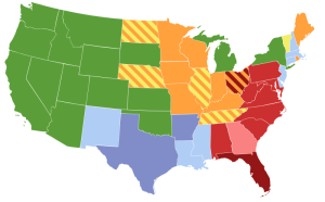 Map of US Suffrage, 1920 (https://en.wikipedia.org/wiki/File:Map_of_US_Suffrage,_1920.svg)