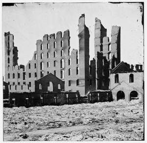 [Richmond, Va. Ruined buildings in the burned district] (1865; LOC: http://www.loc.gov/item/cwp2003000656/PP/)