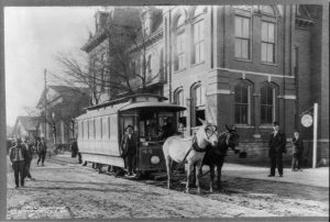 A horsedrawn streetcar. Rapid transit. Covington Ga. (between ca. 1888 and ca. 1917; LOC: https://www.loc.gov/item/2012646773/)