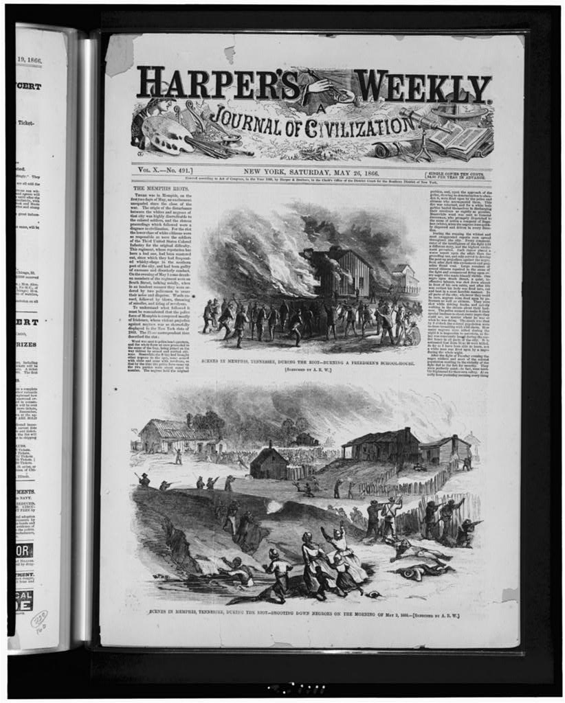 Scenes in Memphis, Tennessee, during the riot (Harper's weekly, 1866 May 26, p. 321. )