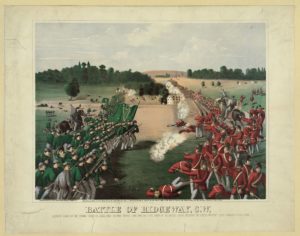 Battle of Ridgeway, C.W. (Buffalo, N.Y. : The Sage, Sons & Co. Lith., Print'g & Manufac'g Co., c1869.(LOC: https://www.loc.gov/item/2006677453/)