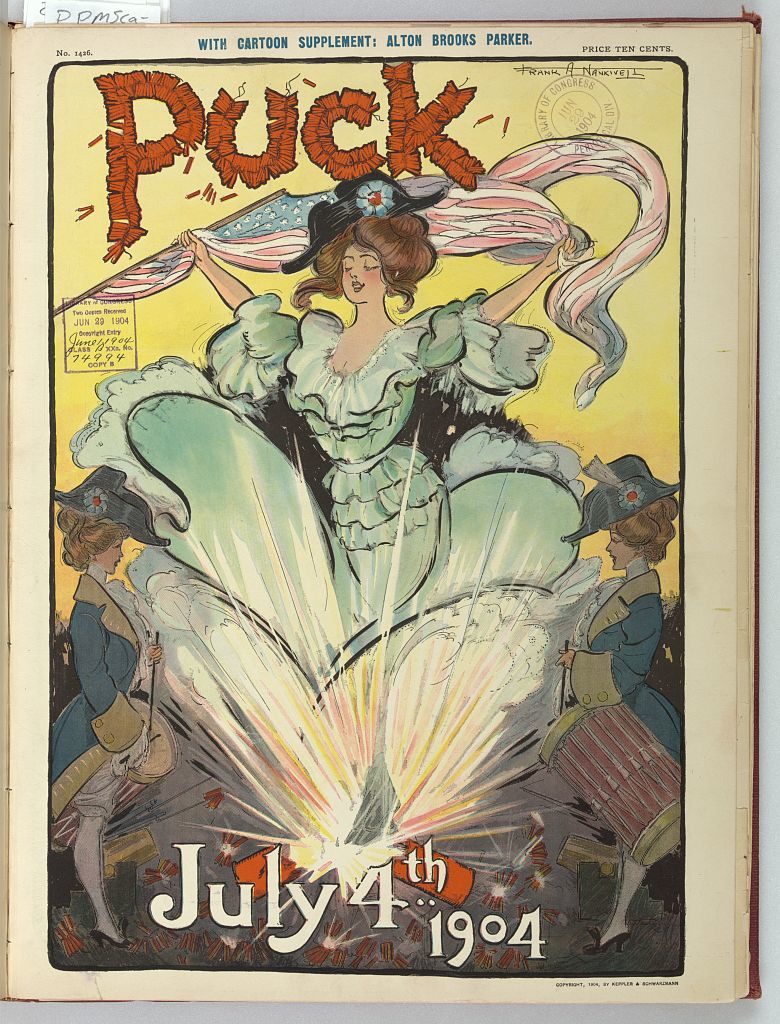 Puck July 4th 1904 / Frank A. Nankivell. ( Illus. in: Puck, v. 55, no. 1426 (1904 June 29), 4th of July cover; LOC: https://www.loc.gov/item/2011645544/)