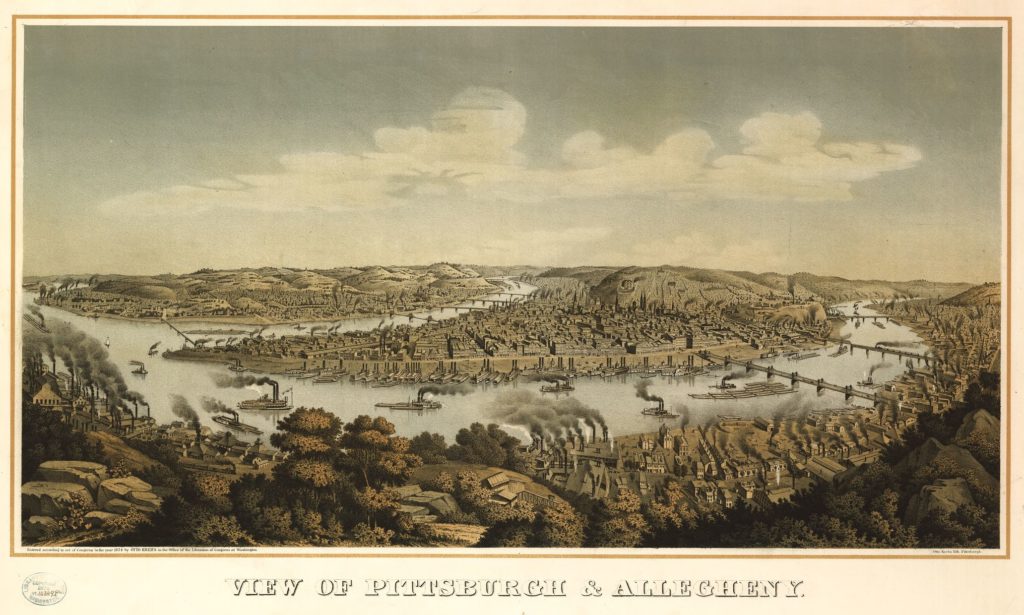 View of Pittsburgh & Allegheny / Otto Krebs lith., Pittsburgh. (c1874; LOC: https://www.loc.gov/item/94513615/)