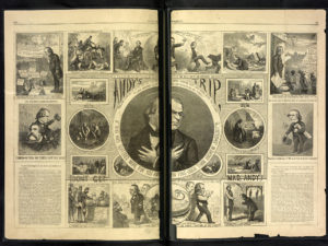 Andy's trip "Who has suffered more for you and for this Union than Andrew Johnson?" / / Th. Nast. ( Illus. in: Harper's weekly, v. X, no. 513 (1866 October 27), pp. 680-681; LOC: https://www.loc.gov/item/2016651601/)