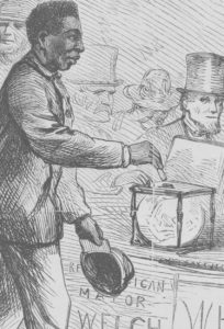 The Georgetown elections - the Negro at the ballot-box / Th. Nast. (- Illus. in: Harper's weekly, v. 11, no. 533 (1867 March 16), p. 172; LOC: https://www.loc.gov/item/2010652200/)