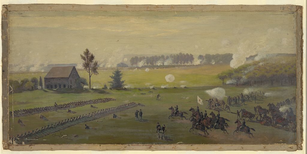 The battle of Gettysburg (by Edwin Forbes; LOC: http://www.loc.gov/pictures/item/2004661440/)