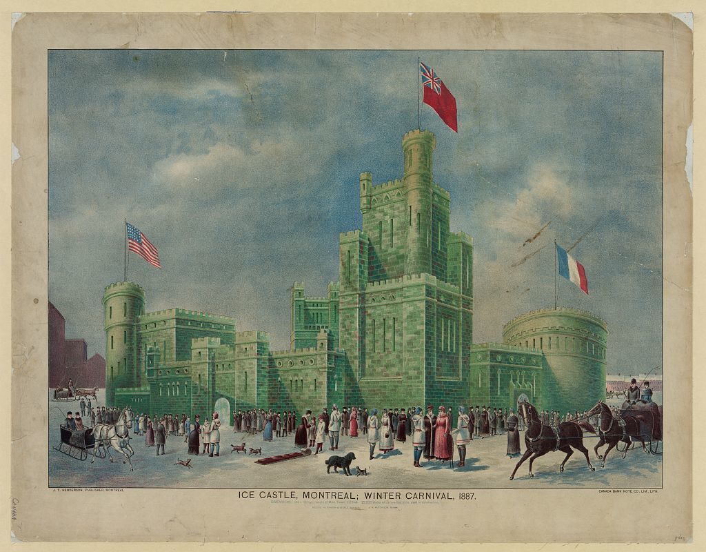 Ice castle, Montreal; winter carnival, 1887 / J.T. Henderson, publisher, Montreal ; Canada Bank Note Co. Lim., lith. (https://www.loc.gov/item/2012647238/)