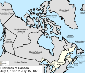 Map of the provinces of Canada as they were from 1867 to 1870 (https://en.wikipedia.org/wiki/File:Canada_provinces_1867-1870.png)