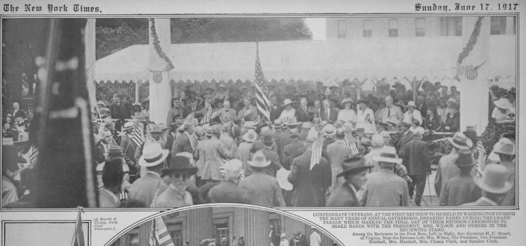 wwilsonandConfederates NY Times 6-17-1917 (NY Times June 17, 1917; LOC: https://www.loc.gov/resource/sn78004456/1917-06-17/ed-1/?q=new%20york%20times%20june%2017,%201917&st=gallery Image 6)