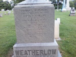 Weatherlow gravesite, Restvale Cemetery, Seneca Falls, New York July 2, 2017