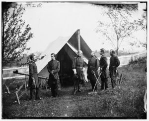 Culpeper, Virginia. Gen. Marsena R. Patrick and staff (Sept. 1863, by Timothy H. O'Sullivan; LOC: https://www.loc.gov/item/cwp2003006460/PP/)