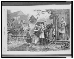 The peddler's wagon / drawn by C.G. Bush. (Harper's weekly, v. 12, no. 599 (1868 June 20), p. 393; LOC: https://www.loc.gov/item/2004669981/)