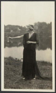Justice. Miss Florence Hanlin as Justice in the Dance Drama presented at Seneca Falls, on July 20th in connection with the National Woman's Party's seventy-fifth anniversary celebration of Equal Rights. (July 20, 1923; LOC: https://www.loc.gov/item/mnwp000020/)