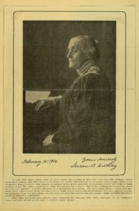 Susan B. Anthony, portrait with Carrie Chapman Catt quotation on Anthony's courage and optimism (LOC: http://memory.loc.gov/cgi-bin/query/h?ammem/rbcmillerbib:@field(DOCID+@lit(rbcmiller001829)))