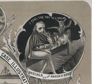 detail from Testimony in the great Beecher-Tilton scandal case illustrated / des. & drawn by James E. Cook 46 Desplaines St. ; Commercial Lith. Co. 180 Clark St. (1875; LOC: https://www.loc.gov/item/99400533/)