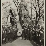 [Boy's Clubs in front of Lincoln National Monument, Illinois making the scout's honor sign and presenting a wreath. Copy 2.] (LOC: https://www.loc.gov/item/scsm000890/)
