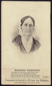 Barbara Frietchie / photographed by Brady & Co., 352 Penna. Ave., Washington, for the Great National Fair. ([1862?, printed 1863 or 1864] ; LOC: https://www.loc.gov/item/2005677232/)