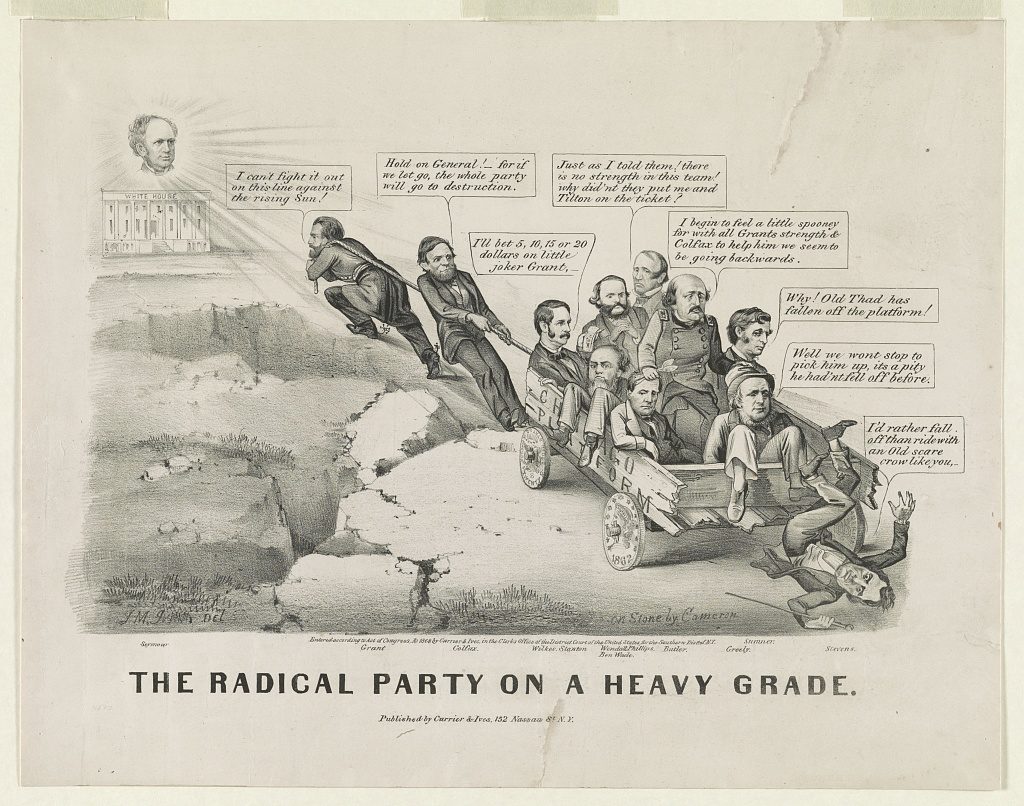 The Radical Party on a heavy grade / J.M. Ives, del. ; on stone by Cameron ([New York : Currier & Ives], c1868. ; LOC: https://www.loc.gov/item/2003674599/)