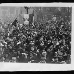 Paris. Everyone all but went mad on Armistice Day in Paris, November 11th, 1918. Here is part of the crowd which serged about the great streets around the church of the Madeleine, and extending far down Rue Royale to Place de la Concorde (11 November 1918; LOC: https://www.loc.gov/item/2017666568/)