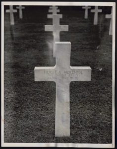 In Belleau Wood cemetery, France, marble cross marks grave of last American killed in action - Hugh McKenna, killed Armistice day ([New York] [World Wide Photos, Inc.], 9-21-39 [21 September 1939] )LOC: https://www.loc.gov/item/2018646058/)