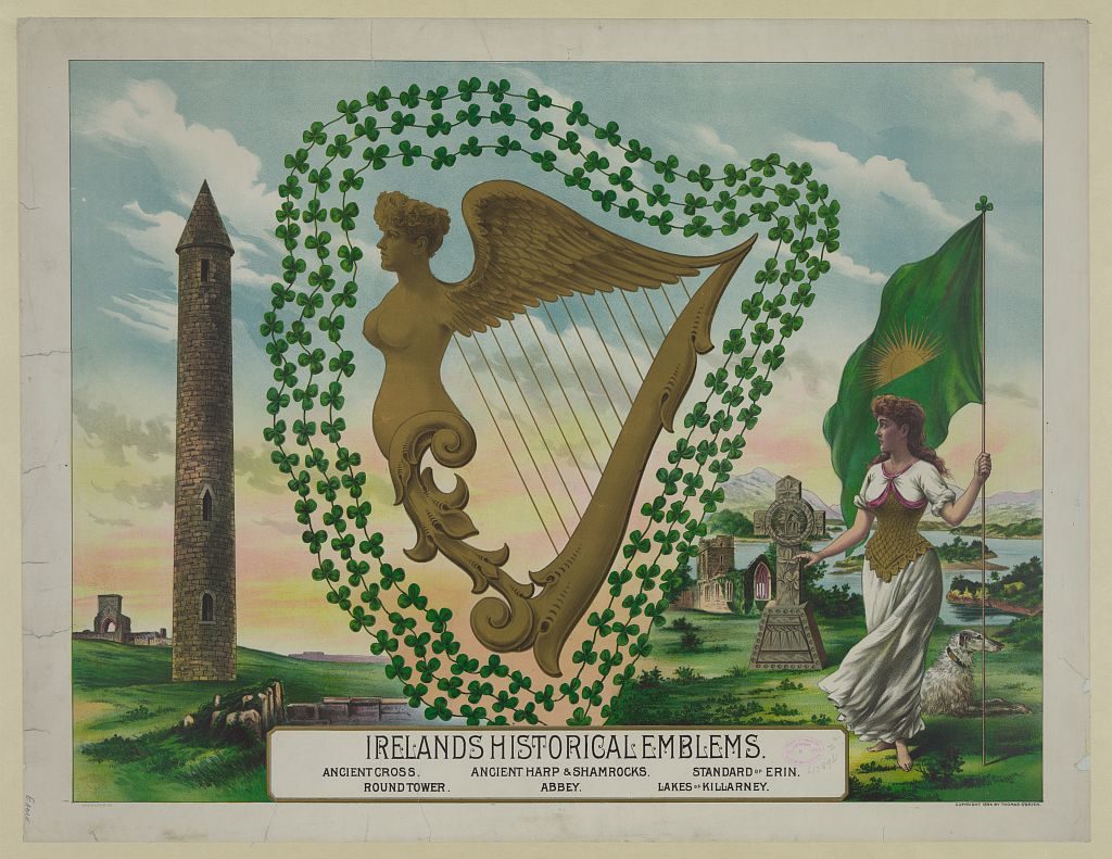 Ireland's historical emblems / Eagle Litho. Co. ([United States] : [Eagle Litho. Co.], c1894. ; LOC: https://www.loc.gov/item/92501116/)