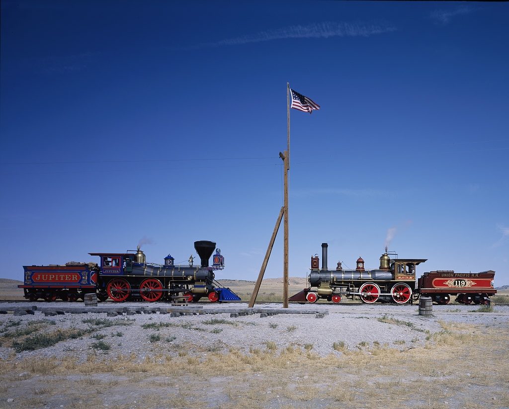 A meeting of the engines at the Golden Spike National Historic Site, Utah (Highsmith, Carol M.,; LOC: https://www.loc.gov/item/2011631570/)